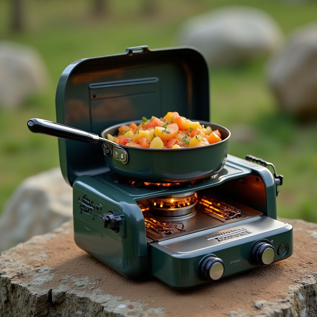 Modern compact camping kitchen setup