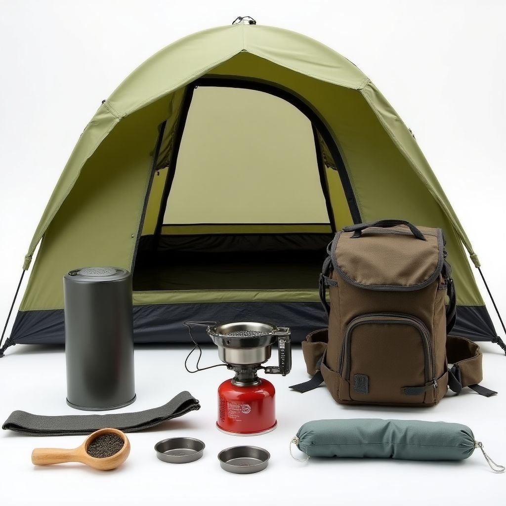 Ultralight portable camping gear display